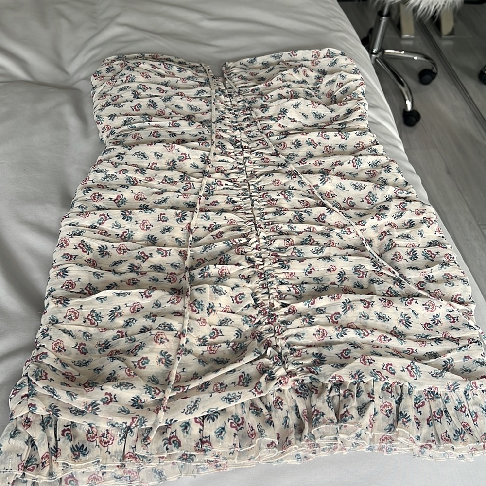 Floral ruched mini dress